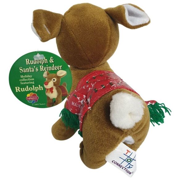 VTG NanCo Rudolph & Santas Reindeer Plush Toy 7.5" 2001 Collectible Christmas - Picture 3 of 6